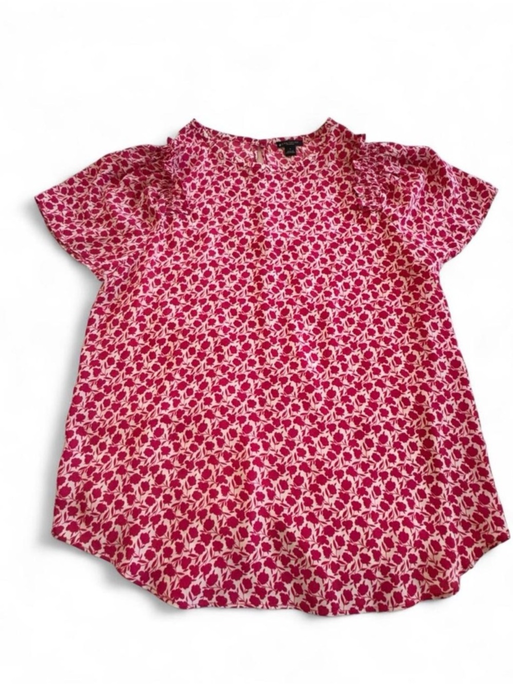 Ann Taylor Hot Pink and White Floral Blouse